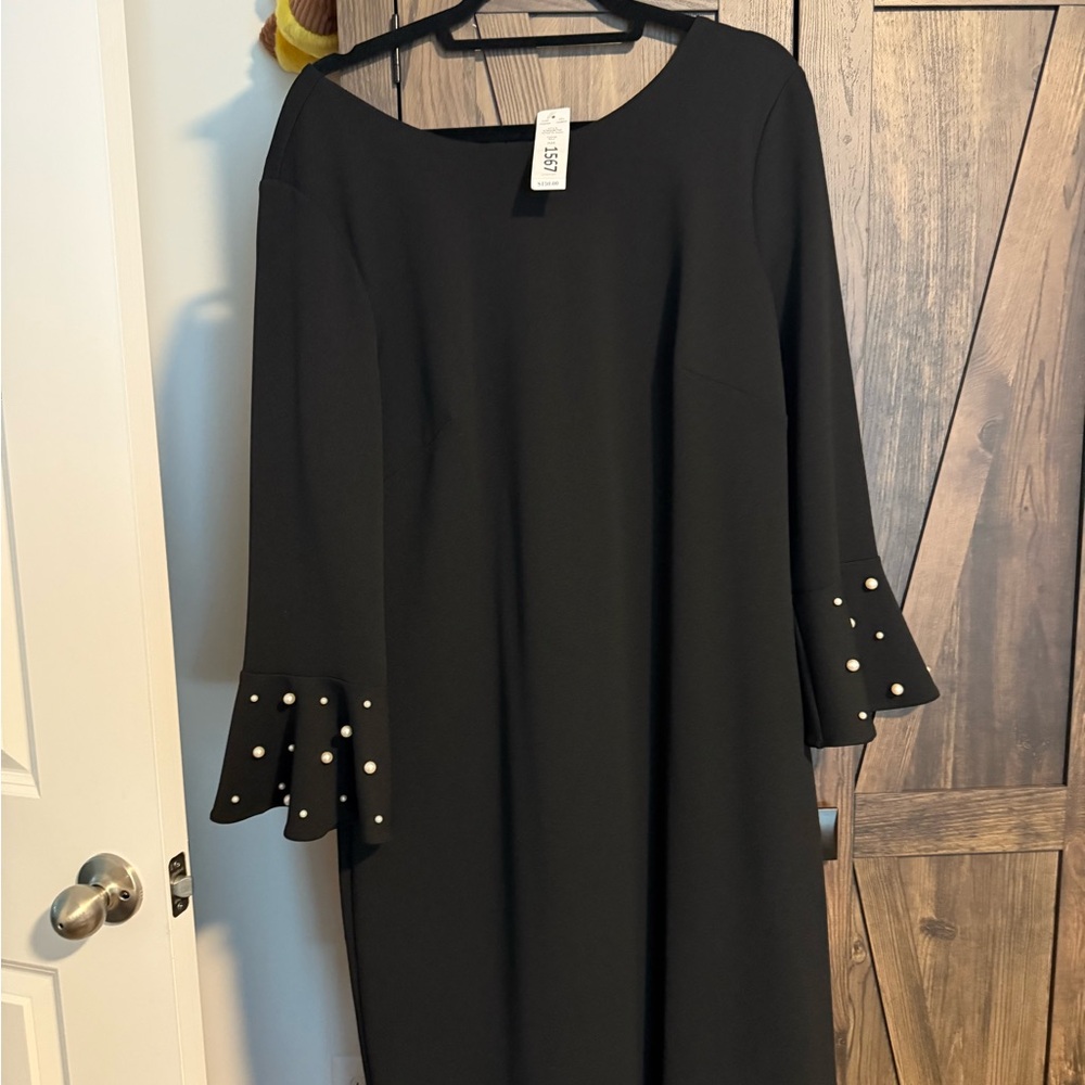 NWT Elegant Black Dress with Pearl Accents